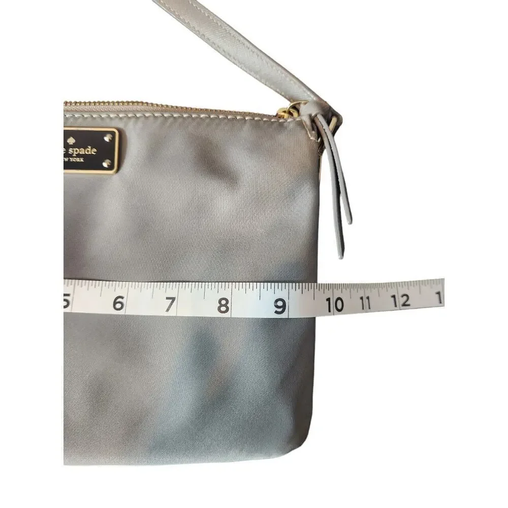 Kate Spade‎ New York gray nylon crossbody gold trim adjustable strap
